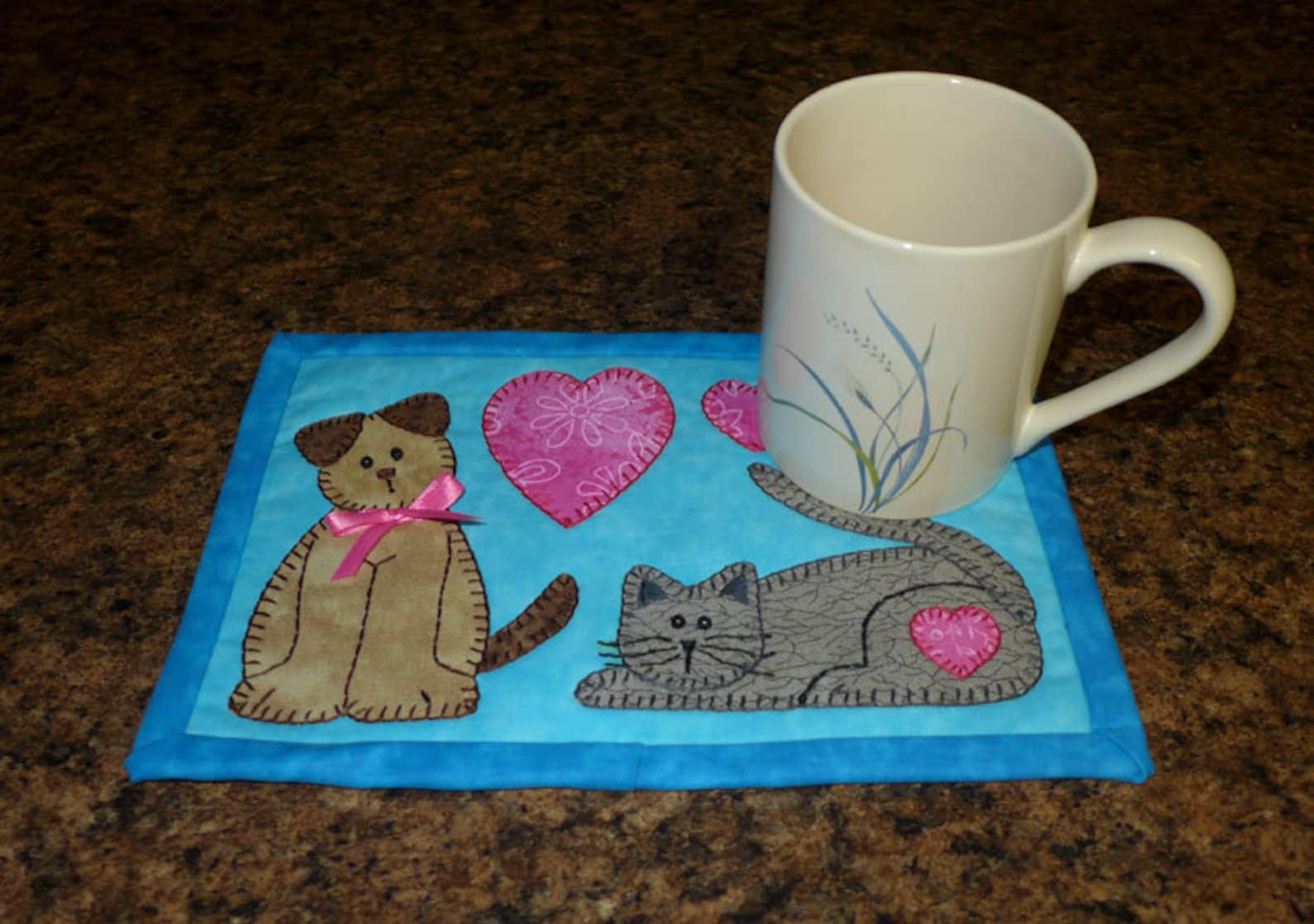 PDF Pattern for Cat & Dog Mug Rug Dog Mug Rug Pattern Cat Etsy