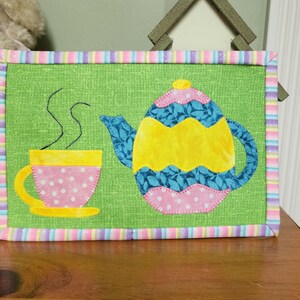 PDF Pattern for Easter Egg Teapot Mug Rug, Teapot Mug Rug Pattern, Easter Mug Rug, Teapot Applique, Easter Sewing, Teapot Tutorial, DIY image 3