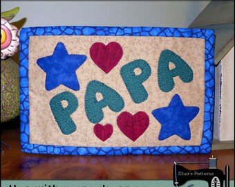 PDF Pattern for Papa Mug Rug, Grandpa Mug Rug Pattern, Papa Mini Quilt Pattern - Sewing Pattern, Tutorial, DIY
