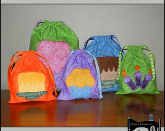 Patrón PDF para bolsa de regalo de cumpleaños, patrón de bolsa de regalo de cumpleaños, patrón de bolsa de regalo de cumpleaños, patrón de apliques de cumpleaños - patrón de costura, bricolaje