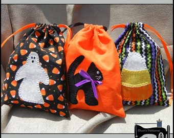 PDF Pattern for Halloween Treat Bag, Halloween Favor Bag, Halloween Gift Bag, Halloween Bag Pattern, Halloween Sewing Pattern, Tutorial, DIY