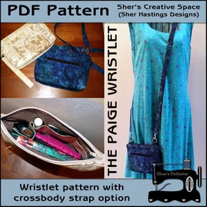 Patrón PDF para pulsera Paige, patrón de funda para celular, patrón de pulsera, patrón de bolso bandolera, patrón de costura de bolso, tutorial, bricolaje