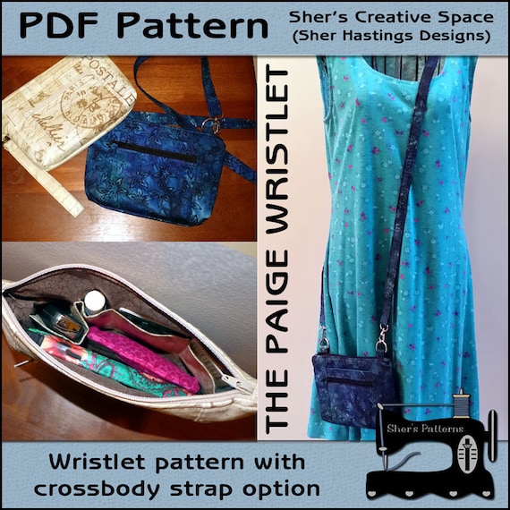 PDF Pattern for Paige Wristlet, Cellphone Case Pattern, Wristlet