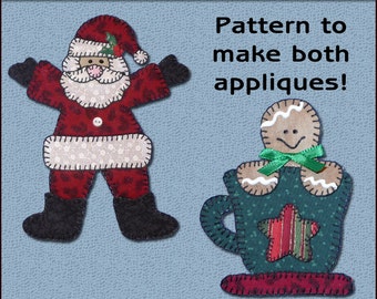 Santa Applique Templates, Gingerbread Applique Template, Christmas Applique Template, Applique Template, PDF Pattern, DIY