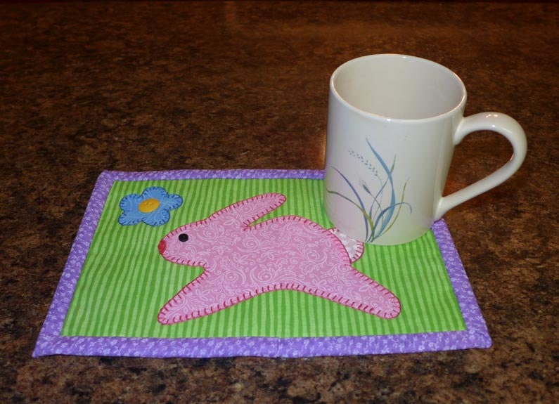 PDF Pattern for Bunny Mug Rug Bunny Mug Rug Patterneaster Etsy