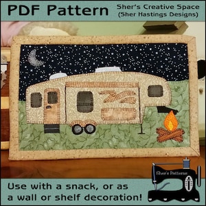 PDF Pattern for Camping Mug Rug, 5th Wheel Mug Rug Pattern, Camper Mini Quilt Pattern, Camper Mug Rug Pattern, Sewing Pattern, Tutorial, DIY