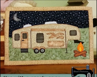 PDF Pattern for Camping Mug Rug, 5th Wheel Mug Rug Pattern, Camper Mini Quilt Pattern, Camper Mug Rug Pattern, Sewing Pattern, Tutorial, DIY