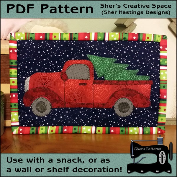 PDF Pattern for Perfect Christmas Tree Mug Rug, Christmas Mug Rug Pattern, Christmas Mini Quilt Pattern - Sewing Pattern,  Tutorial, DIY