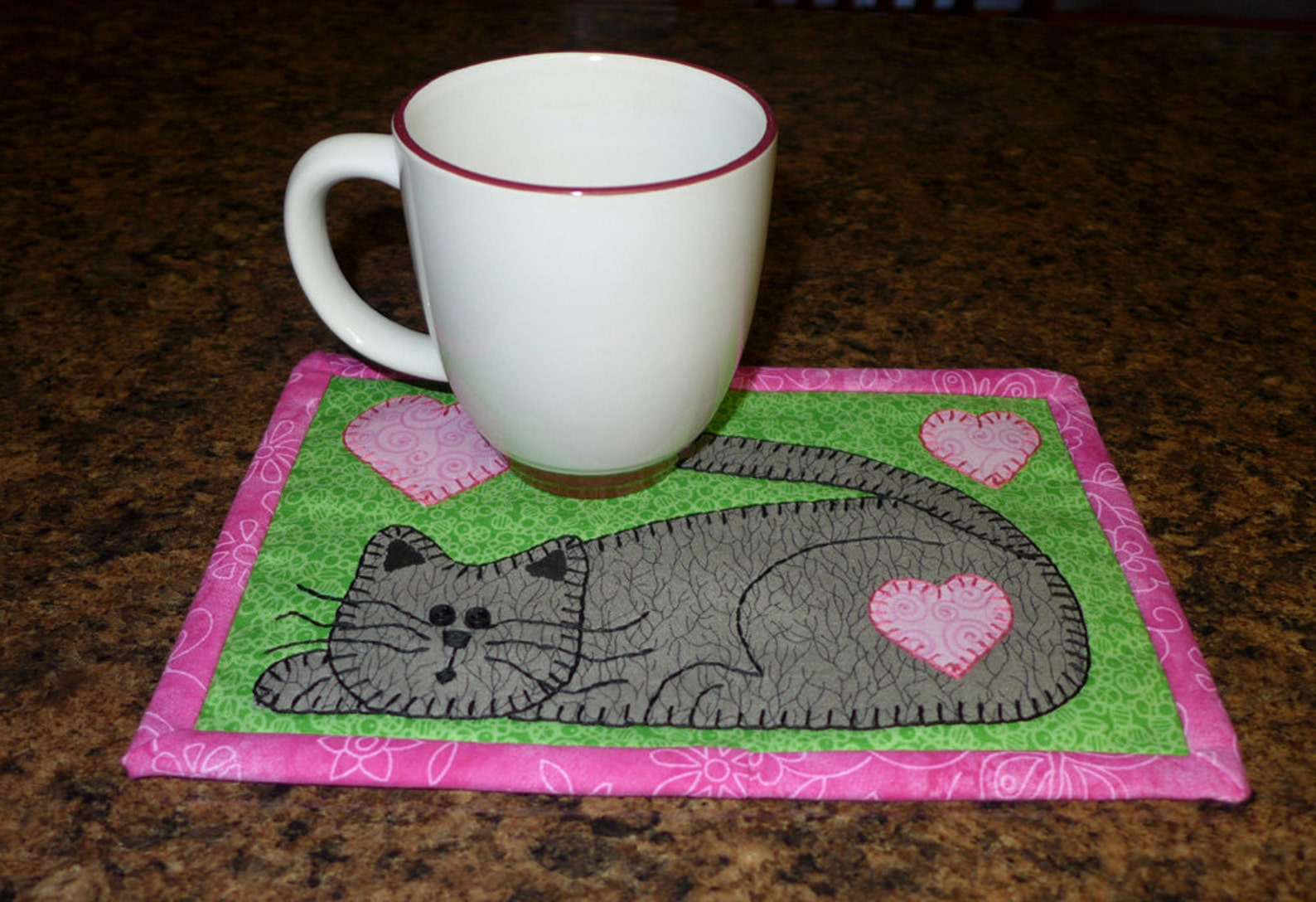 PDF Pattern for Cat Mug Rug Kitten Mug Rug Pattern Kitten Etsy