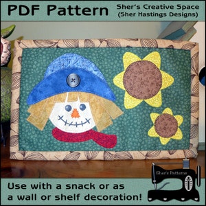 PDF Pattern for Scarecrow Mug Rug, Halloween Mug Rug Pattern, Scarecrow Mini Quilt Pattern, Scarecrow Applique Sewing Pattern, Tutorial, DIY