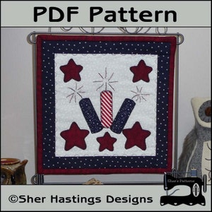 PDF Pattern for Patriotic Mini Quilt, Patriotic Applique Pattern - Patriotic Wall Hanging Pattern - Sewing Pattern, Tutorial, DIY