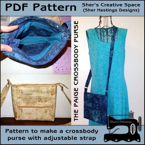 Patrón PDF para bolso crossbody Paige, patrón de bolso, patrón de bolso crossbody, patrón de costura de bolso hipster, tutorial, l bricolaje