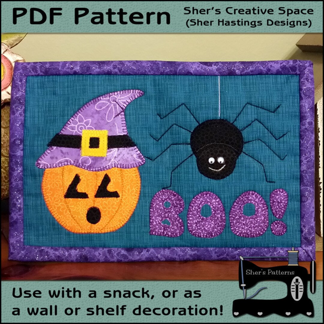 PDF Pattern for Halloween Mug Rug, Pumpkin and Spider Rug Pattern
