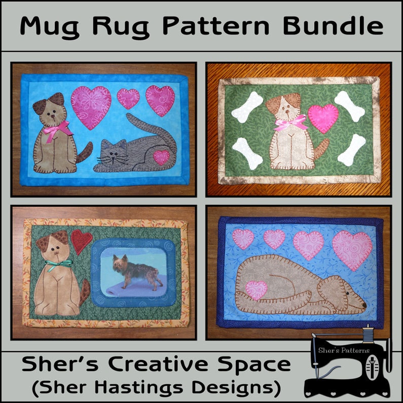 Dog Rug Pattern PDF Pattern for Dog Mug Rug Bundle, Dog Pattern Bundle, Mug Rug Pattern ...
