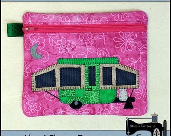 PDF Pattern for Pop Up Camper Zipper Bag, Camping Zipper Bag Pattern, Camper Sewing Pattern, Camper Applique Tutorial, DIY