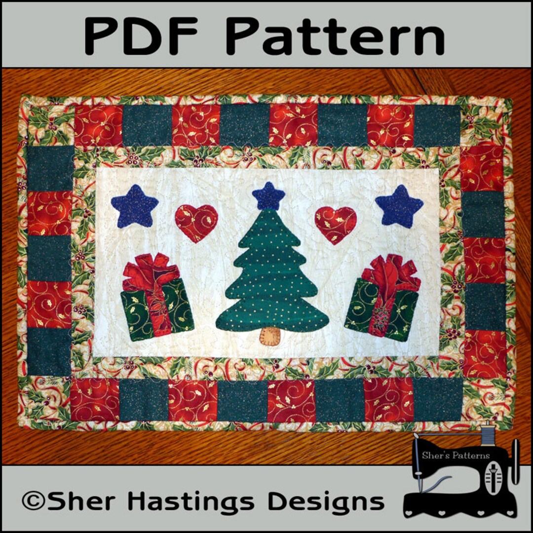 PDF Pattern for Christmas Tree Table Runner, Christmas Table Topper