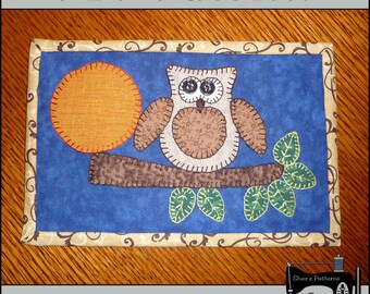 PDF Pattern for Harvest Owl Mug Rug, Mug Rug Pattern, Owl Wall Hanging Pattern, Owl Mini Quilt Pattern - Owl Sewing Pattern, Tutorial, DIY
