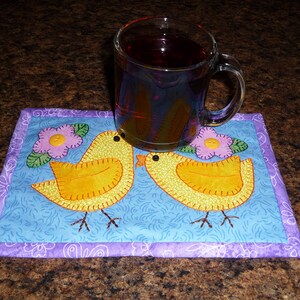 PDF Pattern for Chicks Mug Rug, Easter Mug Rug Pattern, Chicks Mini Quilt Pattern, Easter Applique Pattern Sewing Pattern, Tutorial, DIY image 3