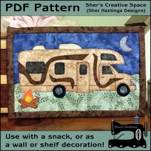 Modèle PDF pour tapis de tasse de camping, modèle de tapis de tasse de campeur de classe C, modèle de mini couette de campeur, patron de couture de campeur, tutoriel, bricolage