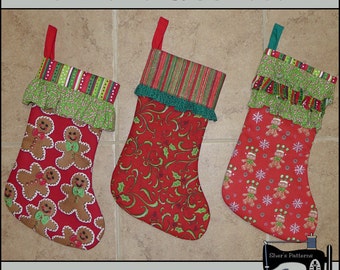 Patrón PDF para calcetín navideño, Patrón calcetín navideño, Patrón de costura navideño, 3 puños diferentes - Patrón de costura, Tutorial, DIY