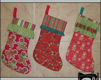 PDF Pattern for Christmas Stocking, Christmas Stocking Pattern, Christmas Sewing Pattern, 3 Different Cuffs - Sewing Pattern, Tutorial, DIY