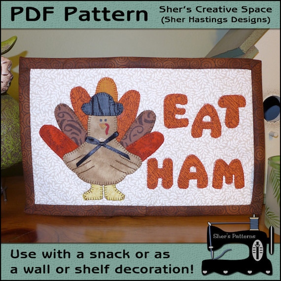 PDF Pattern for Turkey Mug Rug, Thanksgiving Mug Rug Pattern, Turkey Mini Quilt Pattern Turkey Applique Sewing Pattern, Tutorial, DIY