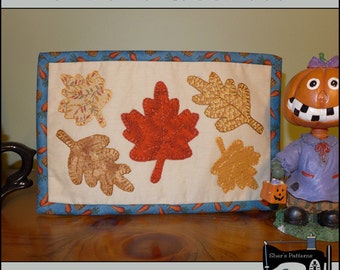 PDF Pattern for Fall Leaves Mug Rug, Autumn Mug Rug Pattern, Leaf Mini Quilt Pattern, Fall Mug Rug Pattern, Sewing Pattern, Tutorial, DIY