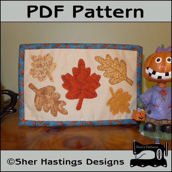 PDF Pattern for Fall Leaves Mug Rug, Autumn Mug Rug Pattern, Leaf Mini Quilt Pattern, Fall Mug Rug Pattern, Sewing Pattern, Tutorial, DIY