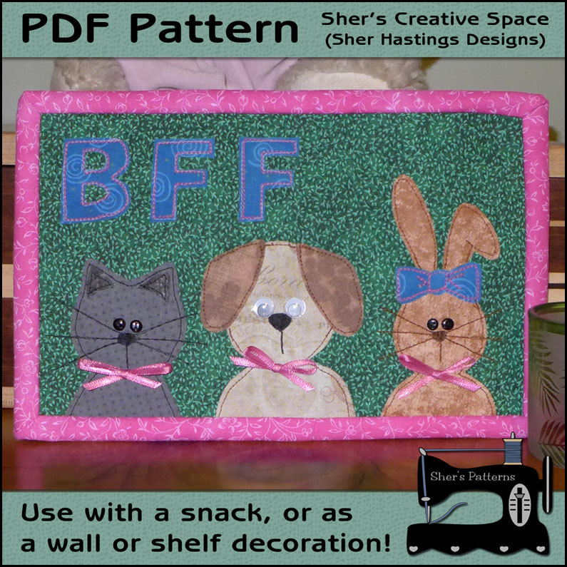 PDF Pattern forBFF Mug Rug, Best Friends Forever Mini Quilt Pattern, BFF Quilt - Sewing Pattern, Tutorial, DIY