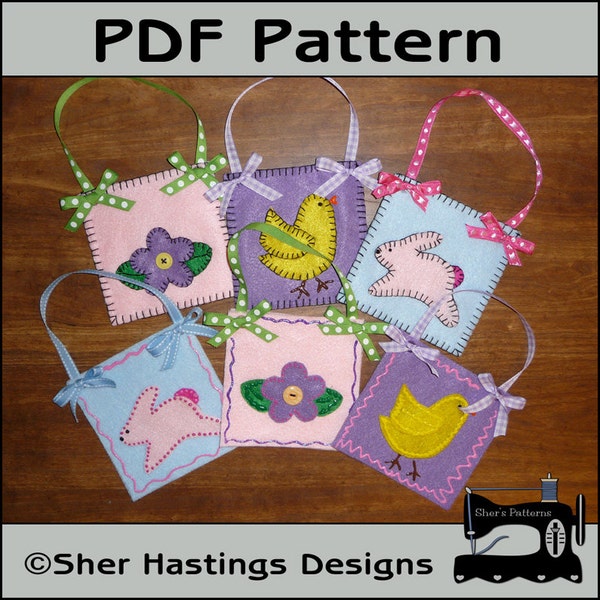 Patron PDF pour les sacs de friandises de Pâques en feutre, modèle de porte-carte cadeau de Pâques, projet d'artisanat pour enfants de Pâques, patron de couture de Pâques, bricolage