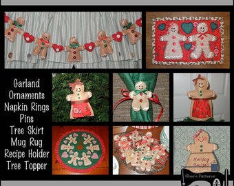 PDF Pattern for Gingerbread Bundle, Christmas Pattern Bundle, Tree Skirt Pattern, Garland Pattern - Sewing Pattern, Tutorial, DIY