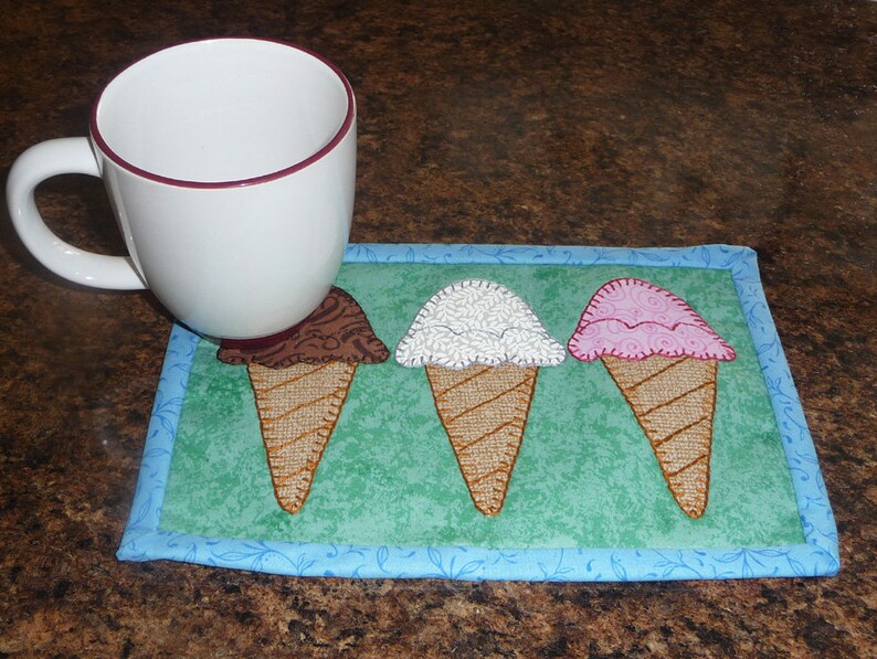 Ice Cream Rug Pattern PDF Pattern for Ice Cream Cone Mug Rug, Ice Cream Mug Rug Pattern ...