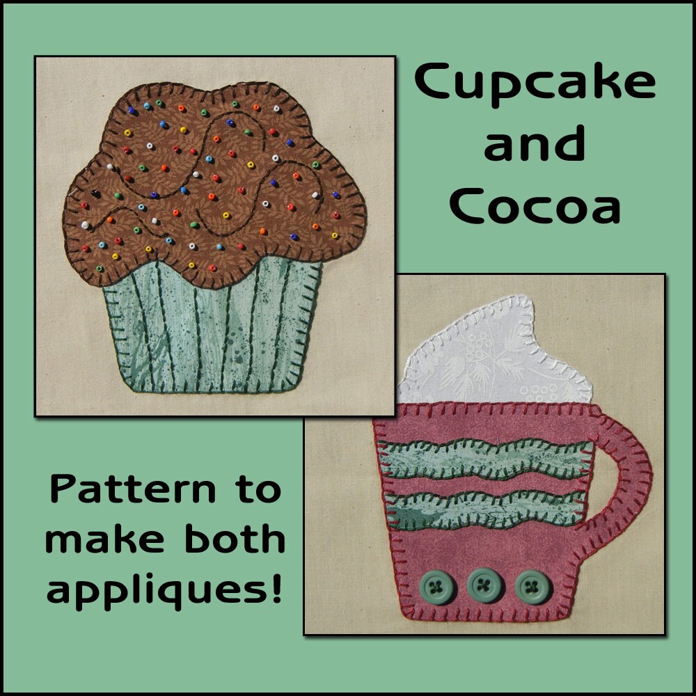 Cupcake & Cocoa Applique Templates - Cupcake Applique Pattern - Cocoa Applique Template - Sewing Pattern, PDF Pattern, DIY