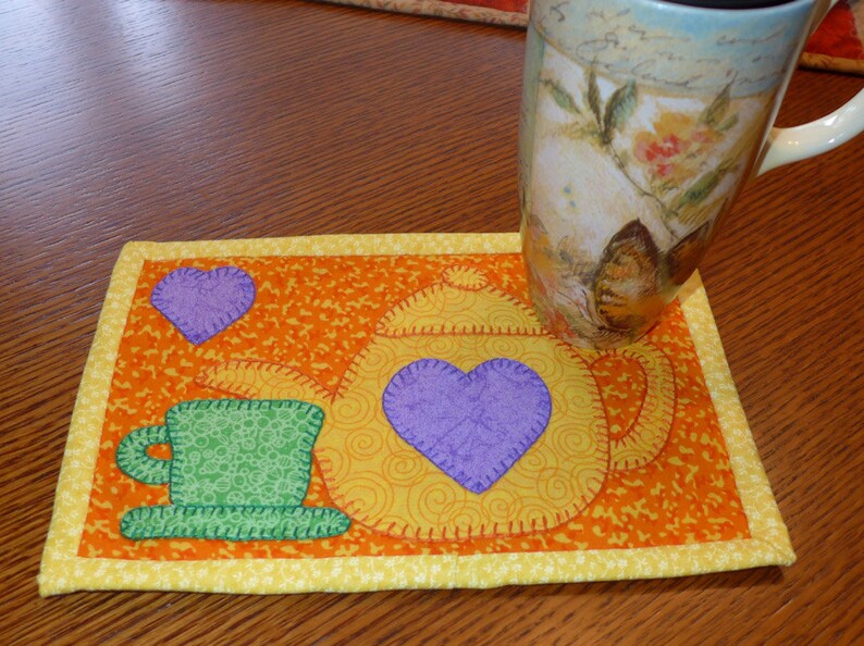 PDF Pattern for Tea Time Mug Rug Teapot Mug Rug Pattern Tea Etsy UK