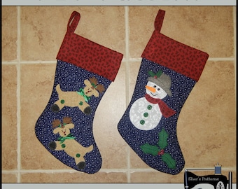 Patrón PDF para medias navideñas de renos y muñecos de nieve - Patrón de medias de renos, Patrón de costura, Patrón de medias de muñecos de nieve - Tutorial, BRICOLAJE