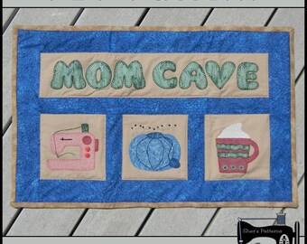 PDF Pattern for Quilted Wall Hanging, Mom Cave Mini Quilt Pattern, Mom Cave Sewing Pattern, Tutorial, DIY