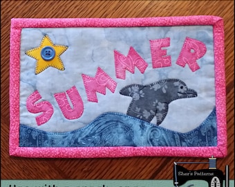 Patrón PDF para Alfombra Taza de Verano, Patrón Alfombra Taza Playa, Patrón Mini Colcha Delfín, Alfombra Taza Delfín - Patrón de costura, Tutorial, DIY