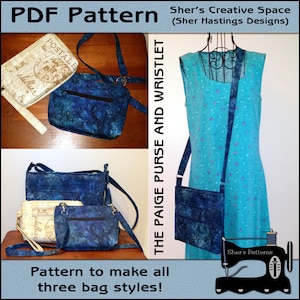 PDF Pattern for Paige Crossbody Purse and Wristlet, Cellphone Case Pattern, Wristlet Pattern, Purse Pattern, Sewing Pattern, Tutorial, DIY