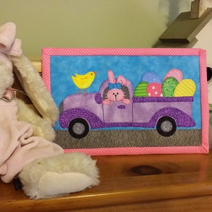 PDF Pattern for Bunny Mug Rug, Truck Mug Rug Pattern, Easter Mug Rug Pattern, Easter Mini Quilt Pattern Sewing Pattern, Tutorial, DIY image 2