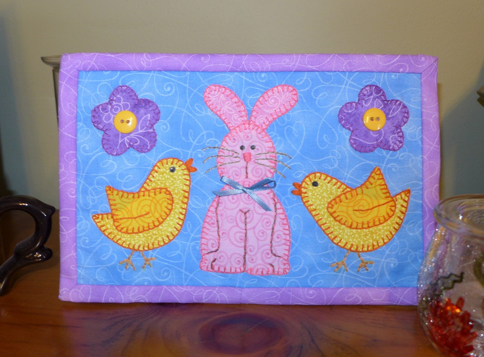 PDF Pattern for Bunny & Chick Mug Rug Bunny Mug Rug Pattern Etsy