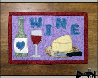 PDF Pattern for Wine Lovers Mug Rug, Wine Mug Rug Pattern, Wine Mini Quilt Pattern - Sewing Pattern, Tutorial, DIY