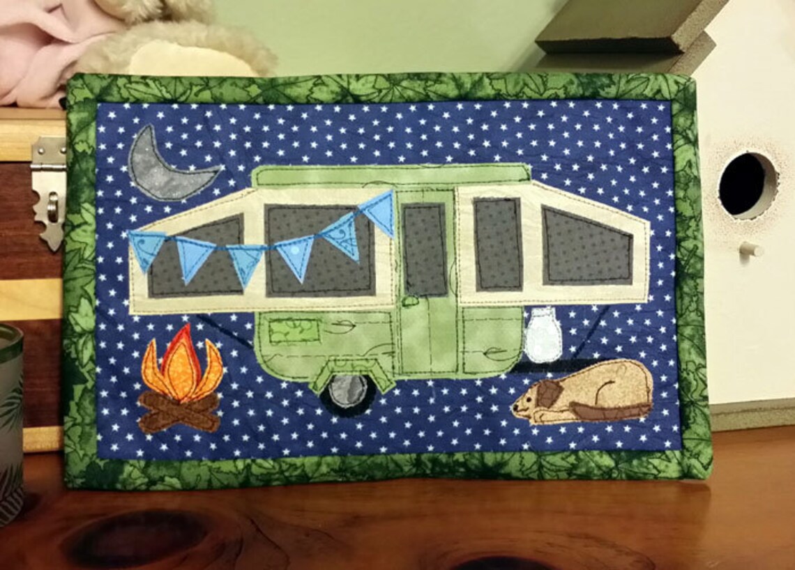 PDF Pattern for Camping Memories Rug Camping Mug Rug Pattern Etsy