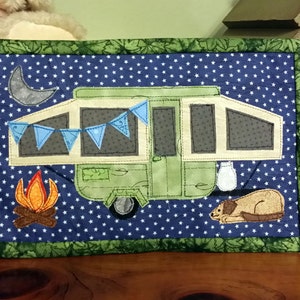 PDF Pattern for Pop Up Camper, Mug Rug, Camping Mug Rug Pattern, Camper Mini Quilt Pattern Sewing Pattern, Tutorial, DIY image 4