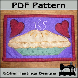 PDF Pattern for Pie Mug Rug, Foodie Mug Rug Pattern, Pie Mini Quilt Pattern, Pie Applique Pattern, Pie Sewing Pattern, Tutorial, DIY