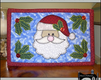 PDF Pattern for Santa Mug Rug, Christmas Mug Rug Pattern, Santa Mini Quilt Pattern - Christmas Sewing Pattern, Santa Sewing Pattern, DIY