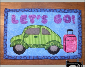 PDF Pattern for Travel Mug Rug, Travel Bug Mug Rug Pattern, Car Mini Quilt Pattern - Sewing Pattern, Tutorial, DIY