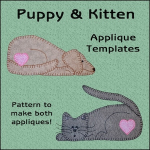 Dog and Cat Applique Templates - Cat Applique Pattern - Dog Applique Template - Dog Applique Sewing Pattern, PDF Pattern, DIY