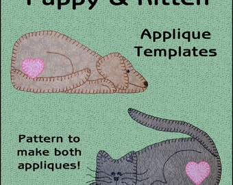 Dog and Cat Applique Templates - Cat Applique Pattern - Dog Applique Template - Dog Applique Sewing Pattern, PDF Pattern, DIY