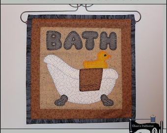 PDF Pattern for Claw Foot Bathtub Mini Quilt, Bathtub Applique Pattern - Bathtub Wall Hanging Pattern - Sewing Pattern, Tutorial, DIY