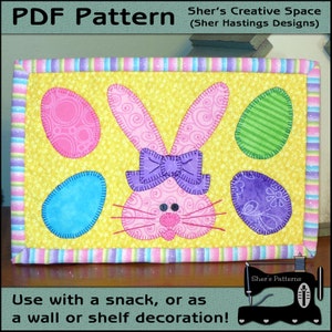 PDF Pattern for Heart Bunny Mug Rug, Heart Bunny Mug Rug Pattern, Easter Mini Easter Mug Rug Pattern - Easter Sewing Pattern, Tutorial, DIY